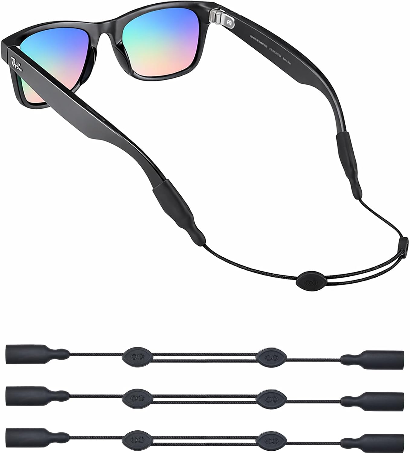 Glasses Strap for Ray-Ban Meta Glasses – Adjustable Sunglass Straps Cords for Men Women kids - Eye Glasses Holders Around Neck, Eyewear Retainer Lanyard String (3pcs 14in Black)