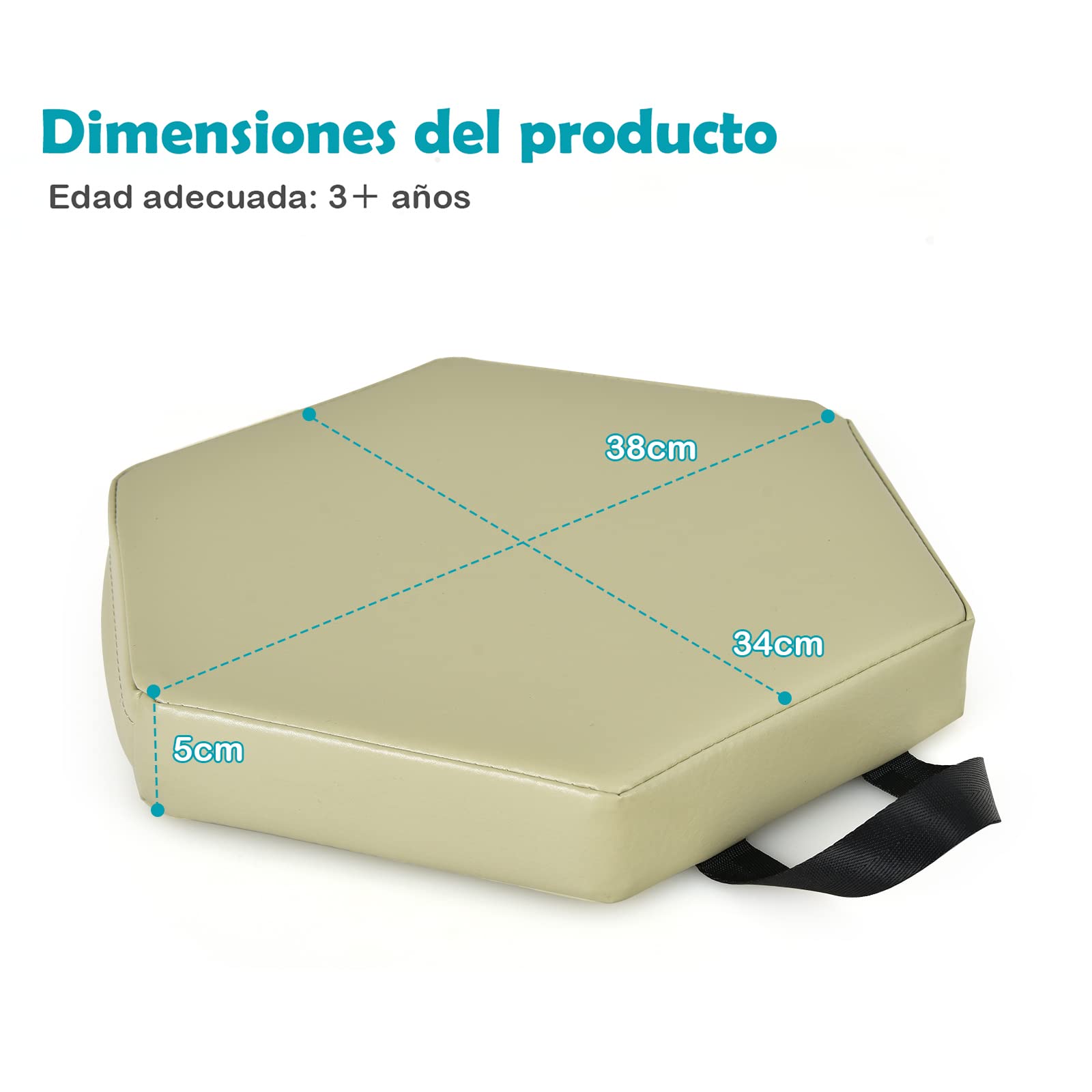 COSTWAY 6 Cojines del Suelo Hexagonales para Niños, Cojines Blandos para Niños, Mullido en Espuma de 5 cm, Asientos Portátiles y Flexibles para Guardería Jardín de Infancia Clase, 38 x 34 cm (Morandi)