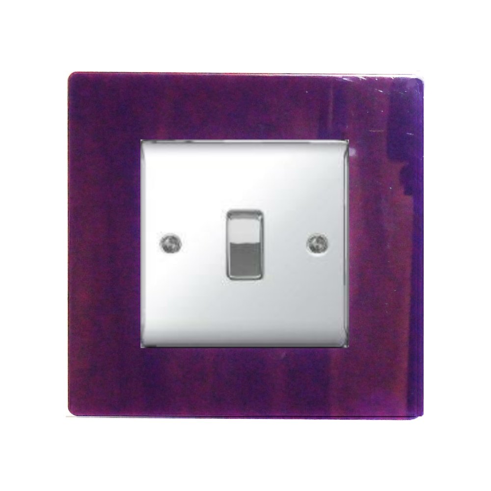 Single Light Switch Socket Coloured Acrylic Surround Finger Plate - Buy 2 GET Extra 1 Free (10 Colours) (Purple)