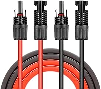 Vista 1 de HQST Cable de extensión de panel solar de 20 pies 10 AWG con conector hembra y macho Kit de adaptador de panel solar (20 pies rojo + 20 pies negro)