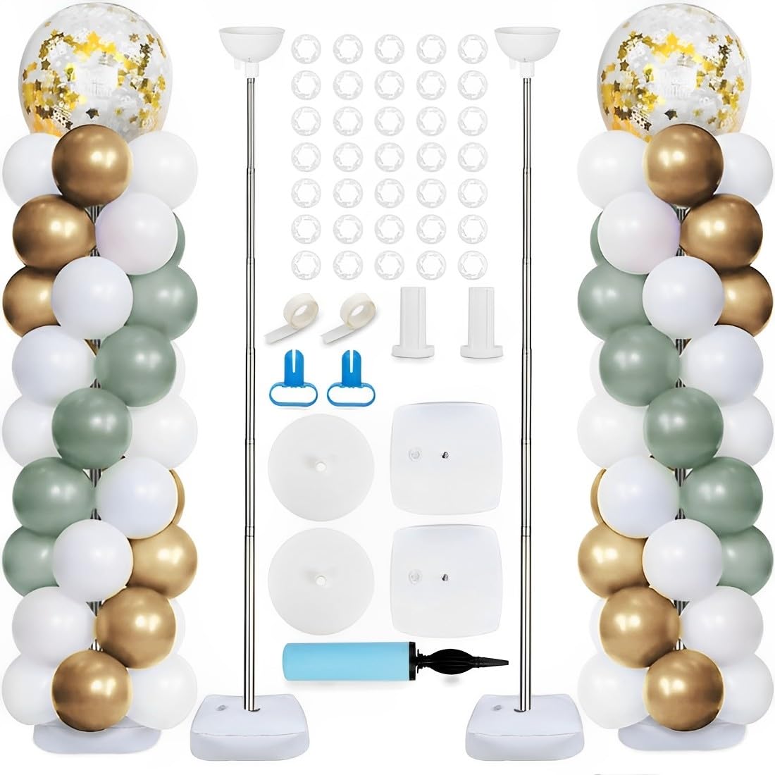 Set di supporti per palloncini a colonna da 2,6,6 m, regolabile, con pilastro telescopico in metallo, per baby shower, feste di compleanno, lauree, matrimoni, decorazioni