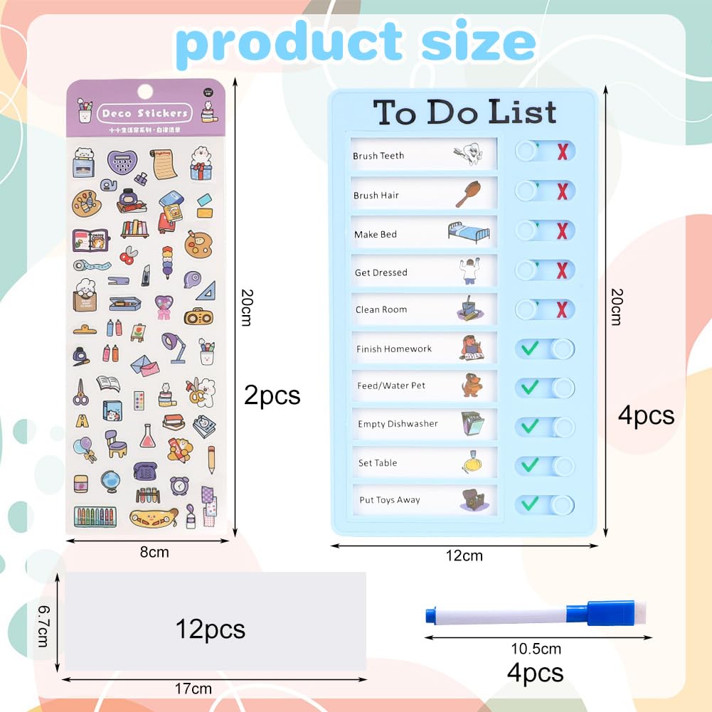 LOMUG 4 sztuki tablic kontrolnych, Dry Erase To Do List Checklist Board Memo Lista kontrolna Tablista kontrolna Tablista Chore, tablica dla dzieci
