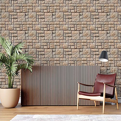 Image of DWELLSINDIA Brick Stone Self Adhesive Wallpaper, Waterproof, Scratch Resistant, Laminated (41cm x 244cm, Multicolour)