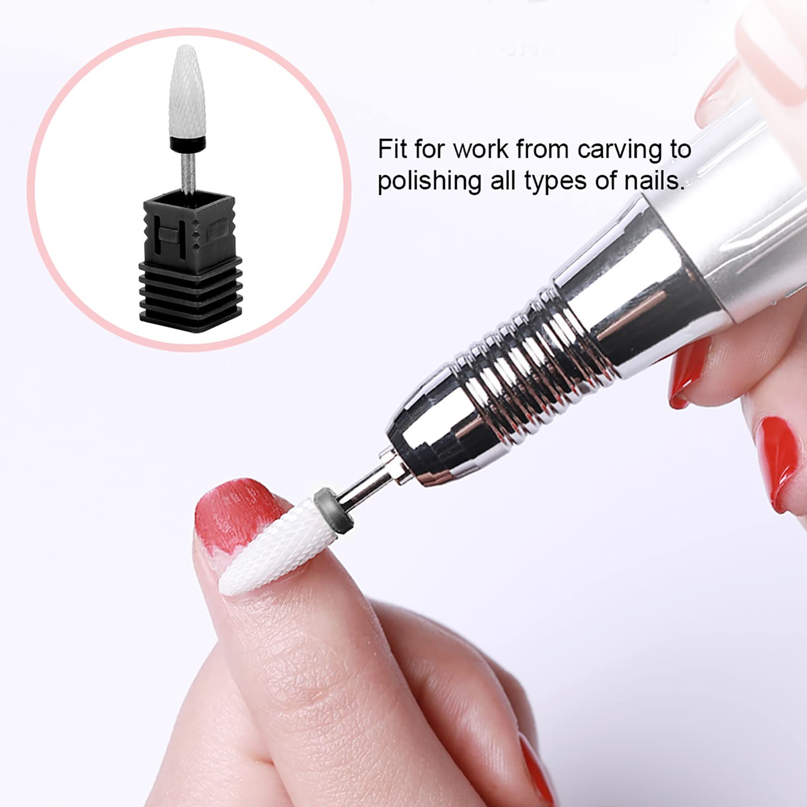 FLEXMAN Ceramic Nail Drill Bit, Corn Head Shape Electric Grinding Machine Drill Bit - Image 2