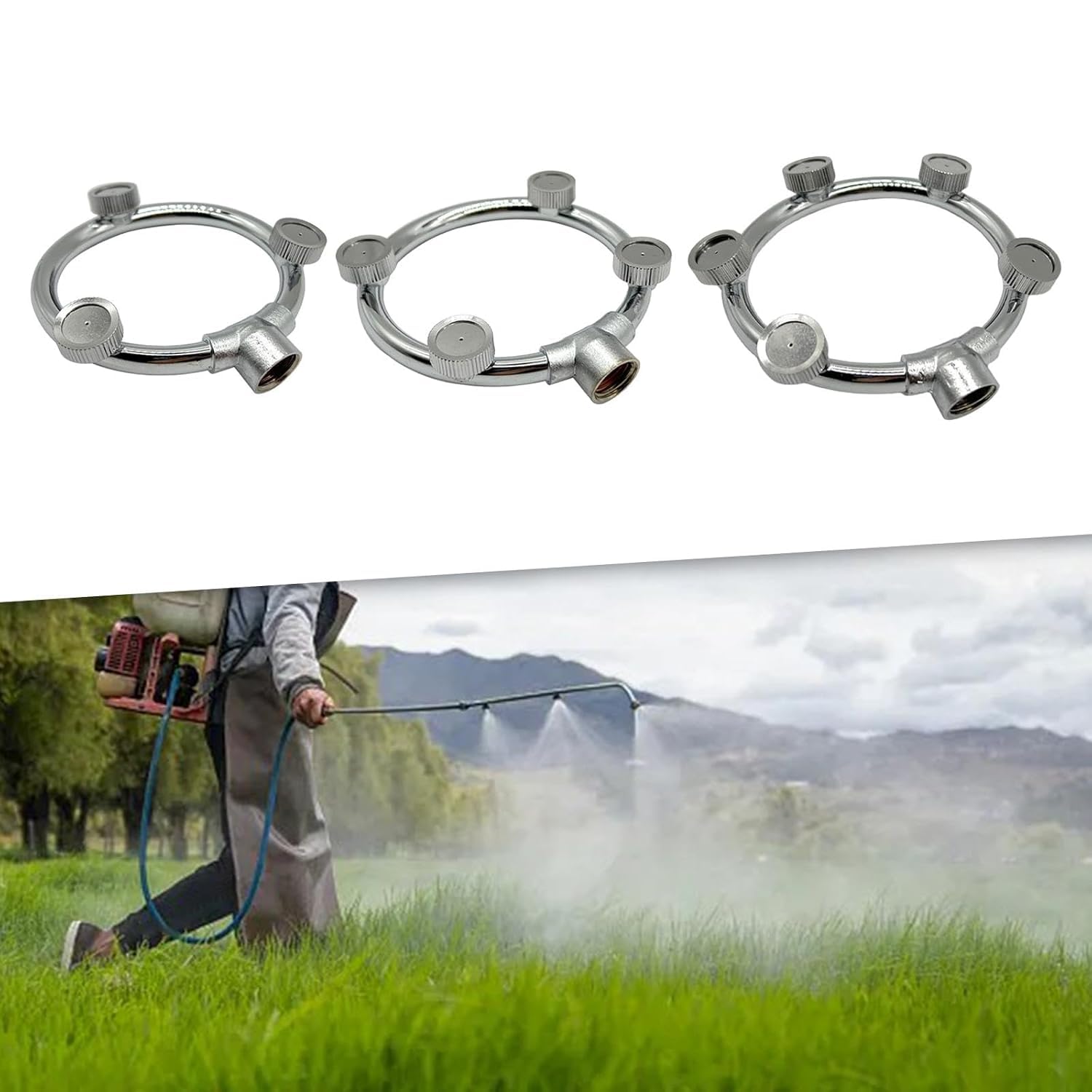 APPSTER Agricultural Sprayer Pump Ring Nozzle M14x1.5 Female Thread Misting Multi Heads Hose Nozzles for Water Atomizing Sprinkler Irrigation Watering Outdoor Farm Plants Garden Patio Lawn (5 Heads) - Image 9 thumbnail