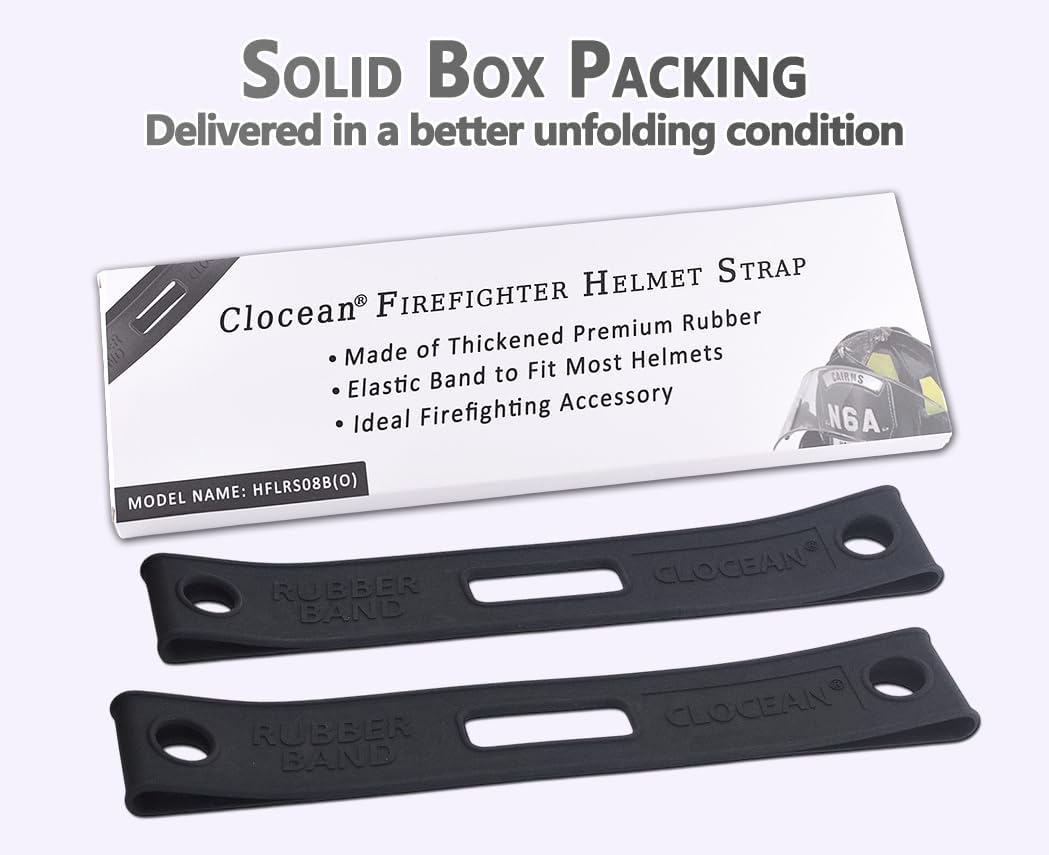 2 Pack Firefighter Helmet Straps, Thickened Rubber Firefighter Helmet Band to Hold Flashlight and Firefighting Accessories, Durable and Elastic to Fit for Most Fire Helmets or Hard Hats