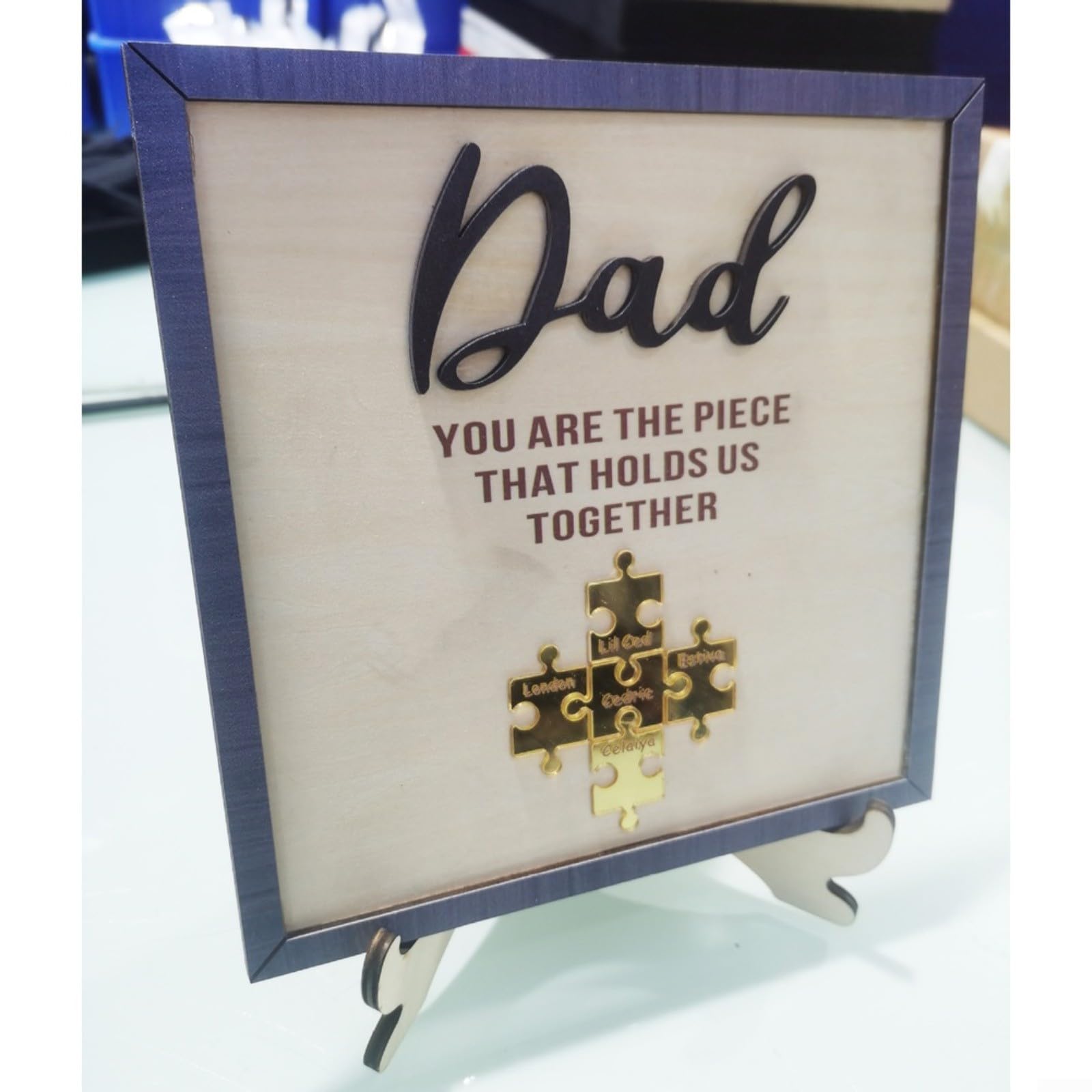 Cornice portafoto in legno personalizzata per papà, idea regalo per la festa del papà, stile europeo (20 x 20 cm)