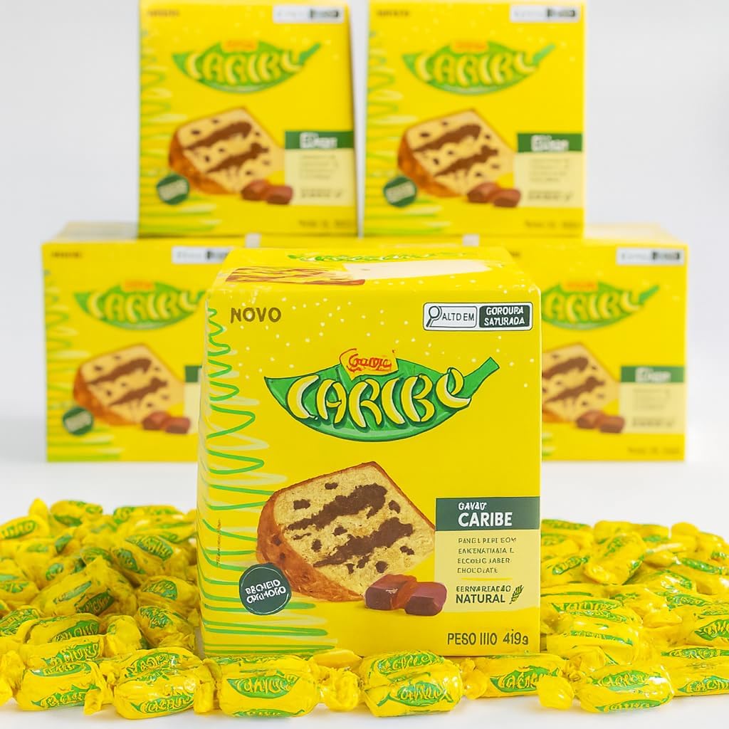 Panetone Caribe Garoto, Sabor Banana Passa e Chocolate, Fermentação Natural, 450g, Novidade Natal