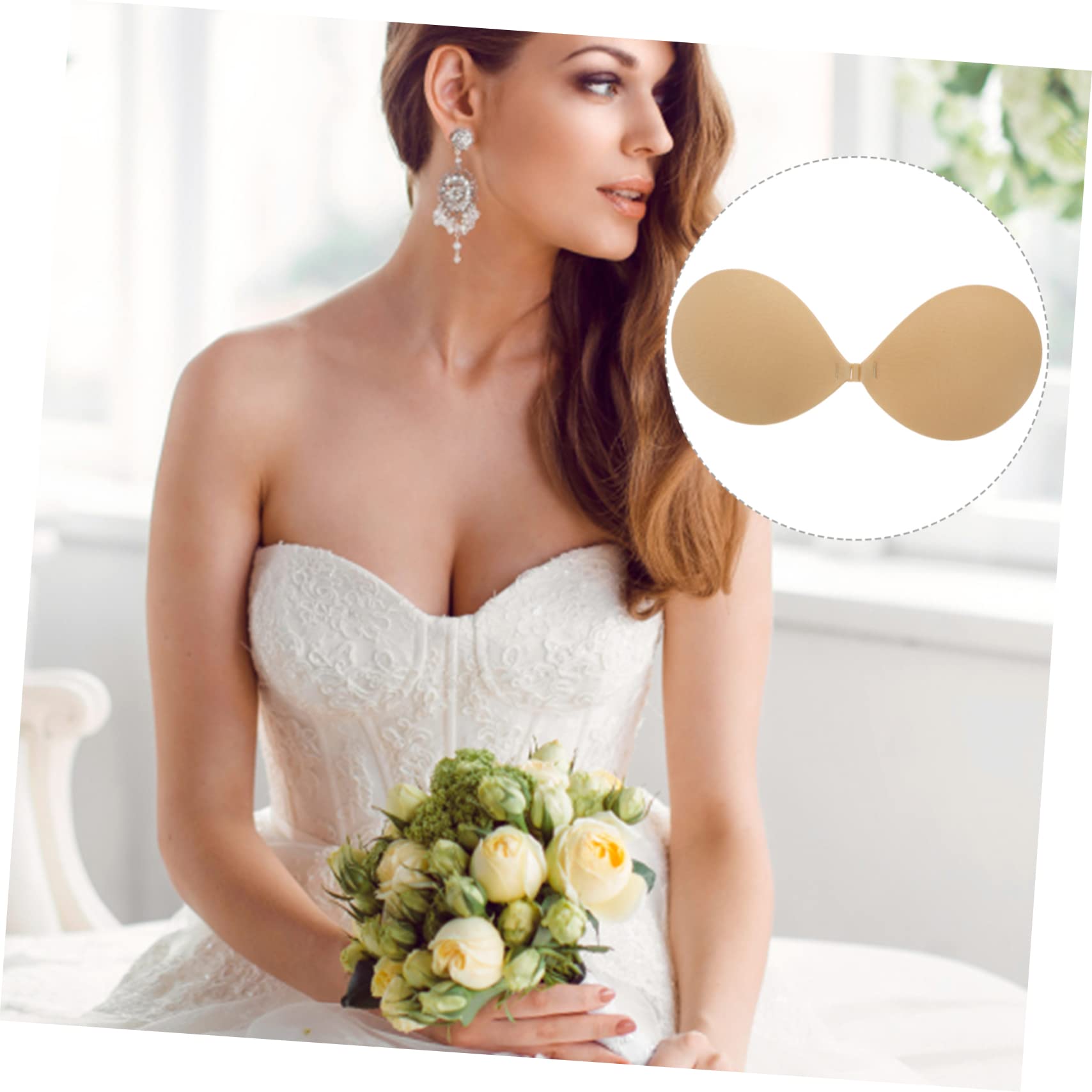 4pares Sujetador Adhesivo Invisible Para Mujeres Braseras Sin Tirantes Espalda Para Vestidos De Novia y Ropa De Fiesta Diseño Transpirable y Cómodo Color