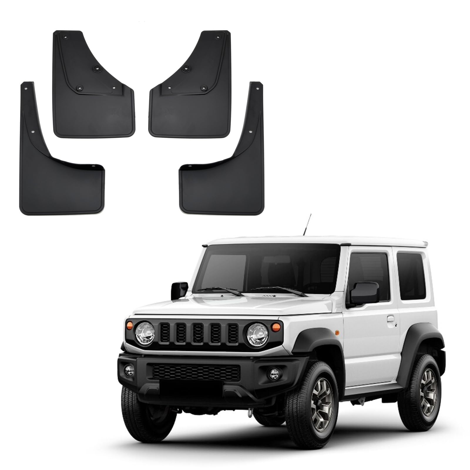 J&J AUTOMOTIVE Schmutzfänger passend für Subaru Jimny 2019-2022 4tlg, Vorne und Hinten Spritzschutz Passform Abwaschbar Schwarz