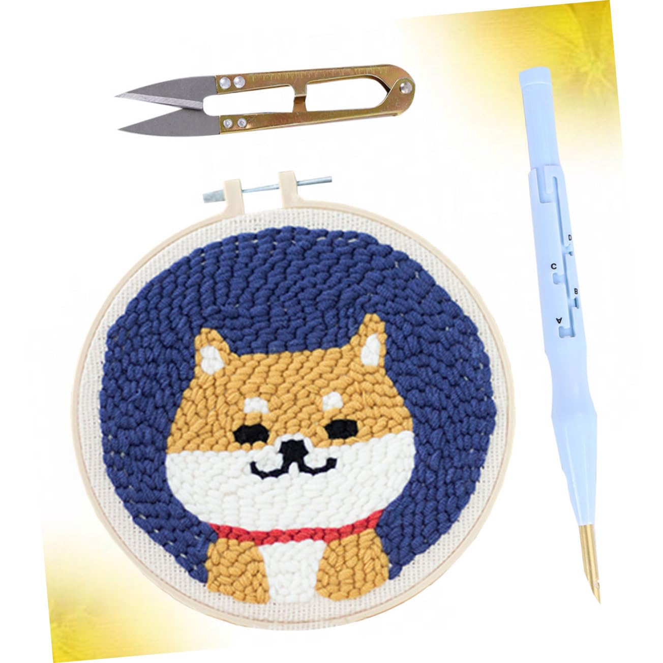 Tofficu 2sätze Punch Needle Embroidery Für Junge Mädchen Runde Stoffbasis Inklusive Buntem Garn Schere Und Zubehör Für Kreative Handarbeiten Geeignet Für Zuhause Und Bastelprojekte
