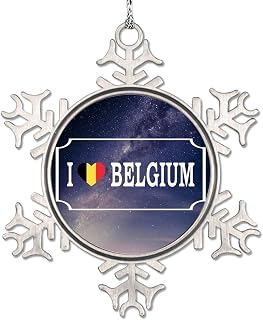 I Love Belgium Snowflake Ornament Belgium Personalized Christmas Ornaments 2024 Belgium Flag Christmas Tree Decorations Novelty Metal Pendant Xmas New Year Party Decor