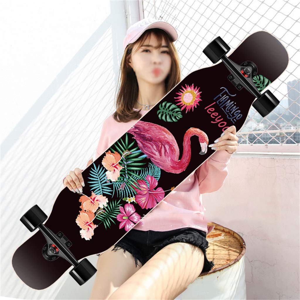 LZY YEENUO 42x9 Pouces Longboard Skateboard Skateboard Complet Drop Through Deck Complete Maple Cruiser Freestyle et Downhill Freestyle Cruiser pour Adulte Jeune Enfant débutant Fille et garçon