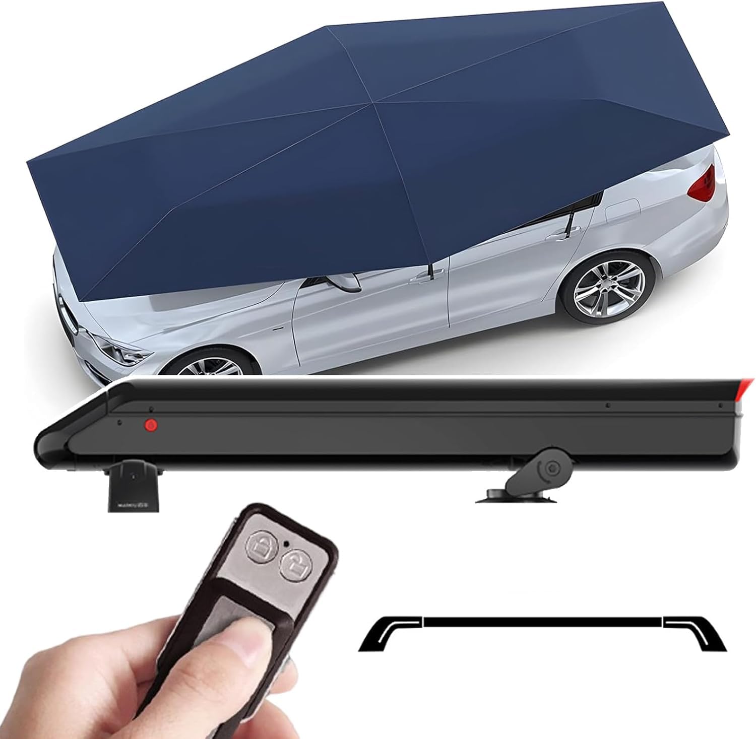 JIANGYUXINLI Fully Automatic Car Tent,Portable Car Umbrella Sun Shade Cover Tent,4.2m 4.8m 5.2m Electric Universal Carport Sunshade,With Removable Battery,Remote Control