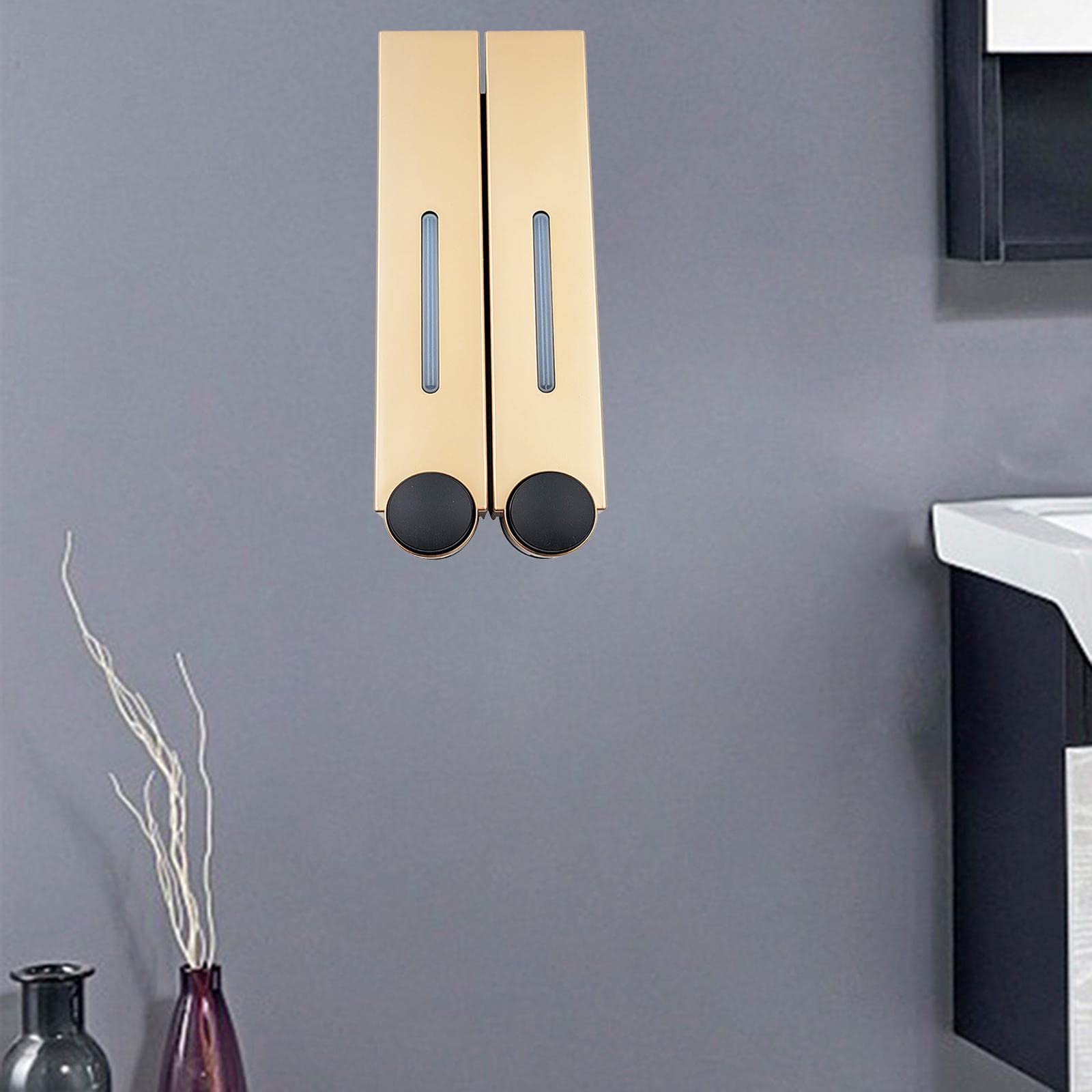 Amagogo Dispensador de Jabón Montado en Pared Plástico Recargable para Baño Cocina Escuela y Restaurante Adecuado para Distribuir Gel Champú Loción Siendo