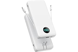 Portable Charger 33800mAh USB-C Power Bank with Built-in Cables & AC Wall Plug