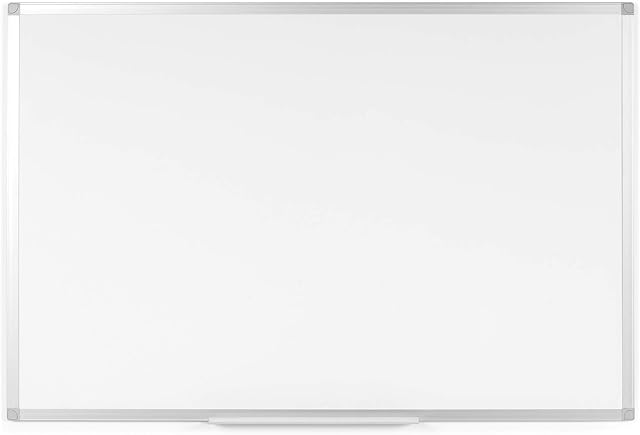 BoardsPlus Magnetic Whiteboard with Varnished Steel Surface, Magnetic Board with Aluminium Frame and Pen Tray 120 x 90 cm BPM05754040