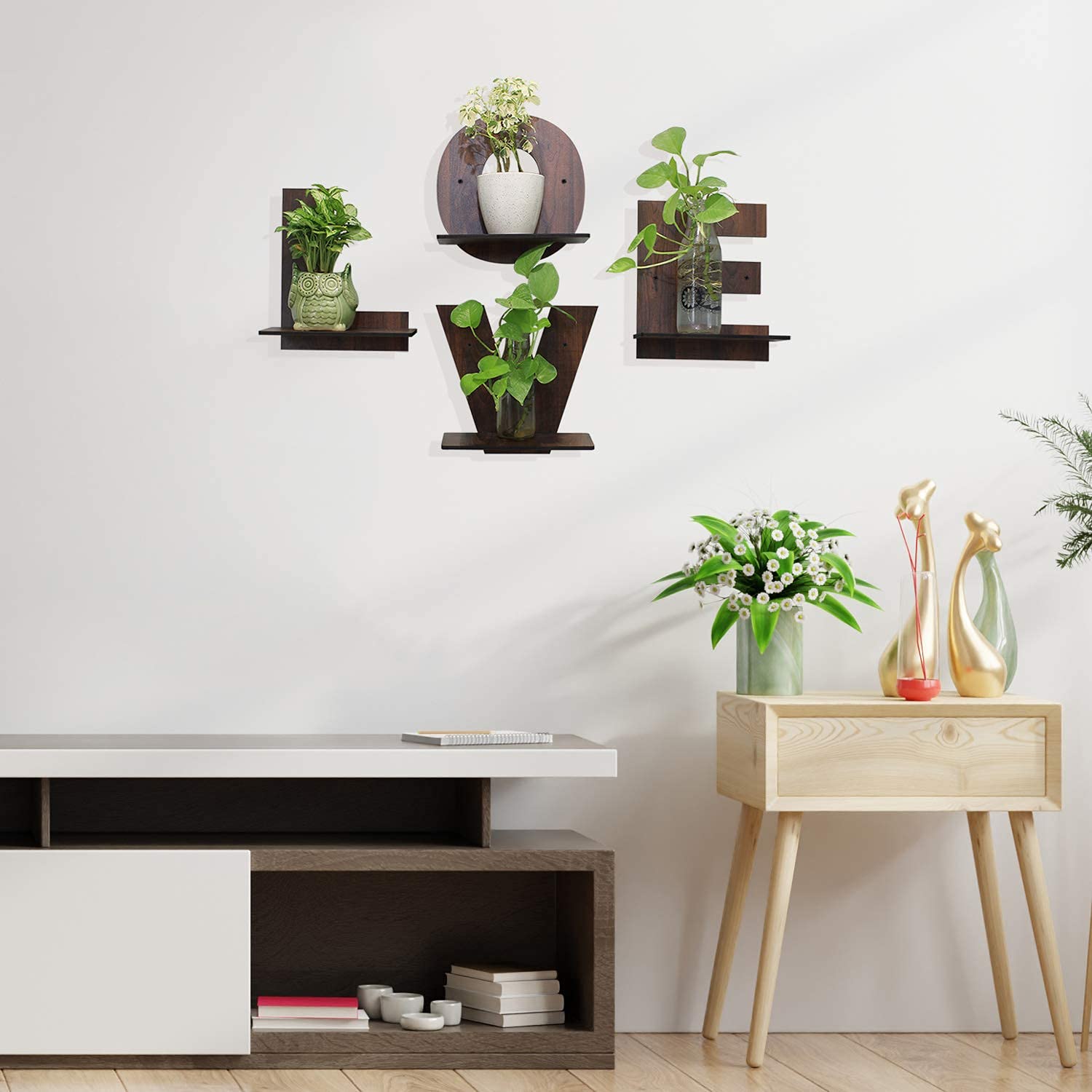 Random Wall Shelf Wall Hanging Laminated MDF Wood Plant/Flower Stand for Home/Office (Medium, Brown) (B08M3FJBSV) Amazon Price History, Amazon Price Tracker