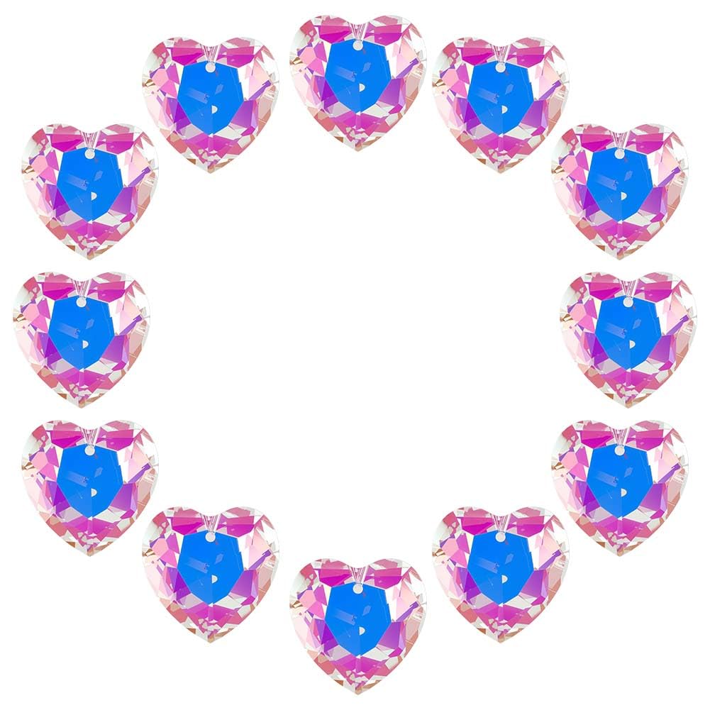 Photo 1 of SOFPLATE 1 Box 12Pcs 1.06 Inch Crystal Heart Prism Suncatcher Glass Heart Ornament Small Clear AB Lamp Prisms Charms Bulk Rainbow Maker Suncatchers for Windows Room Garden Wedding Decoration Pendant