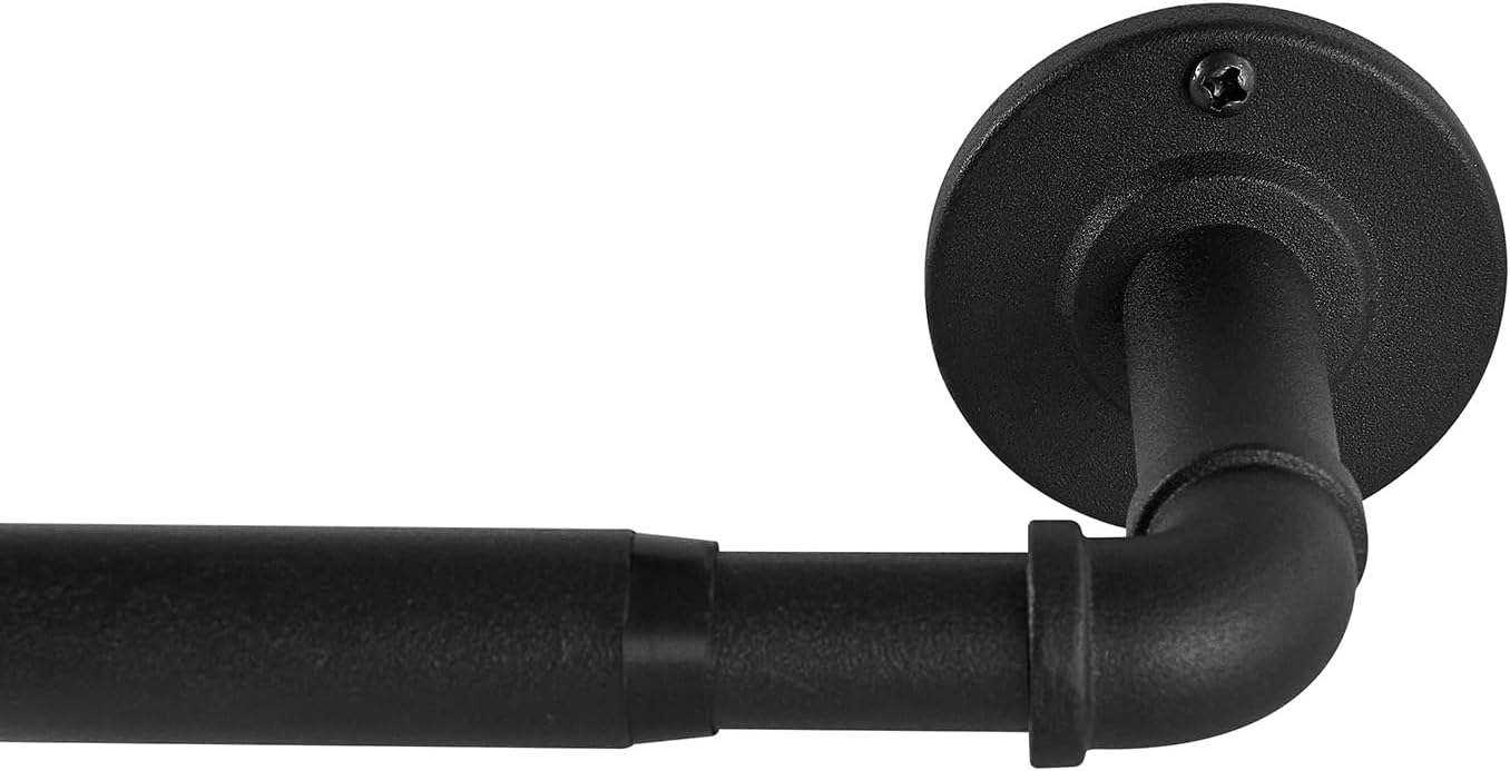Industrial Curtain Rod for Windows 48 to 84 Inches, Blackout Wrap Around Curtain Rod, for Indoor and Outdoor, 5/8 Inch Diameter, 35 to 75 Inches, Black 35-75 INCH
