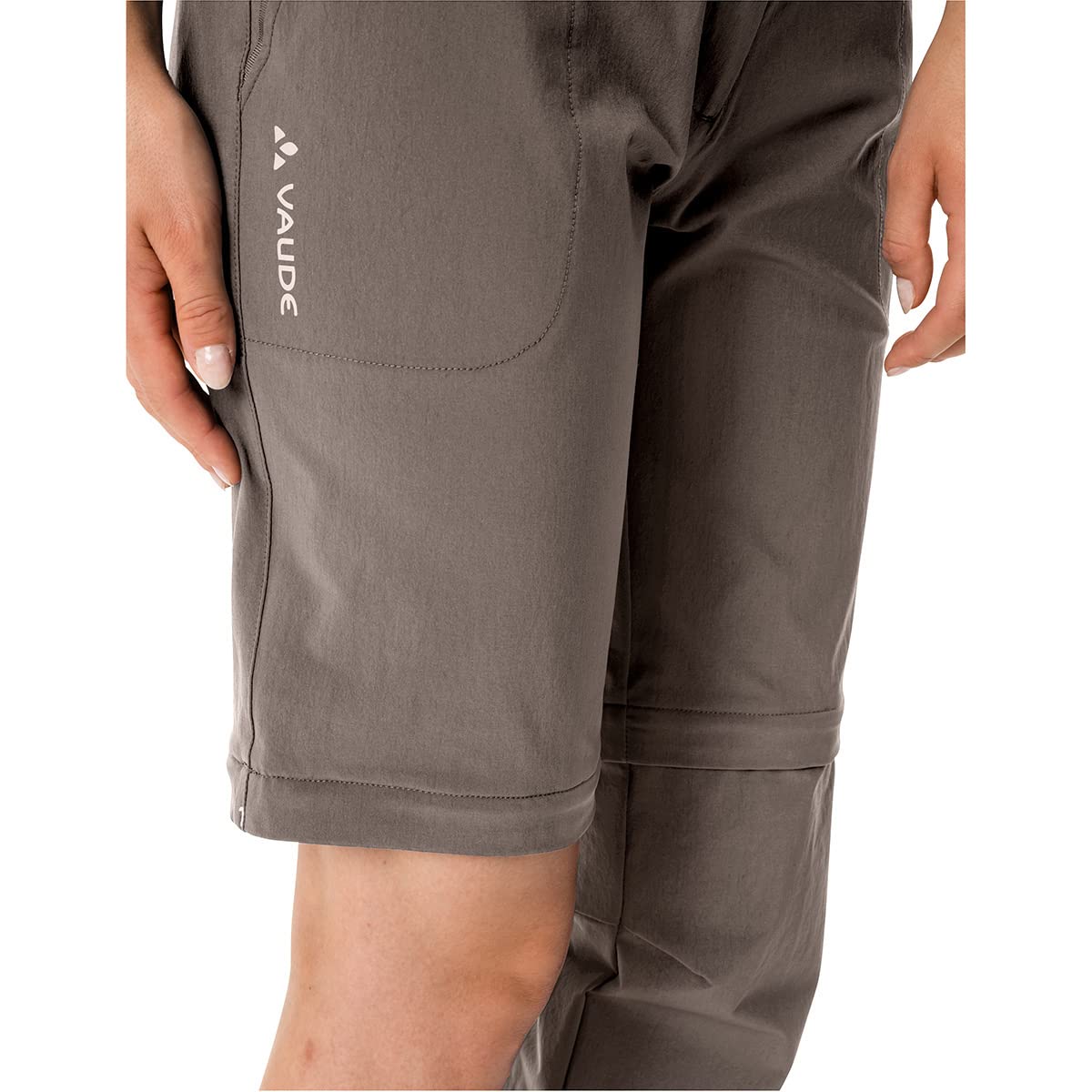 VAUDE Wanderhose Damen Farley Stretch Zip-Off Hose II – Braun – Gr. 38 Kurz | Wasserabweisende Zip-Off Trekkinghose – bequeme Stretch-Wanderhose – strapazierfähig & schnelltrocknend - ideal zum Wandern