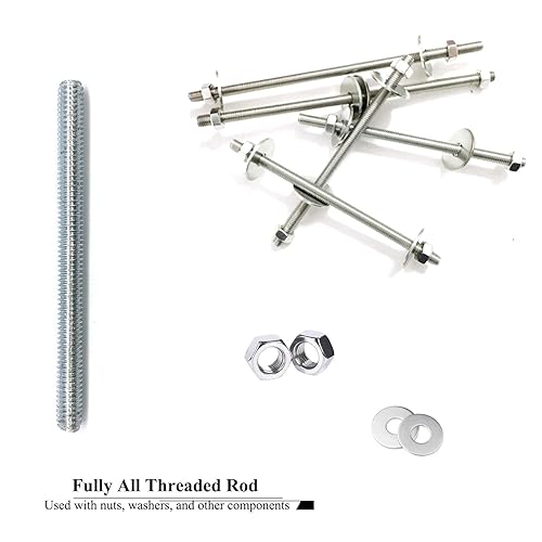 Miniatura 34 de 8 piezas de zinc plateado completamente roscado varilla de acero al carbono tornillo de rosca larga 5/16x3 para muebles jardín barandilla montaje