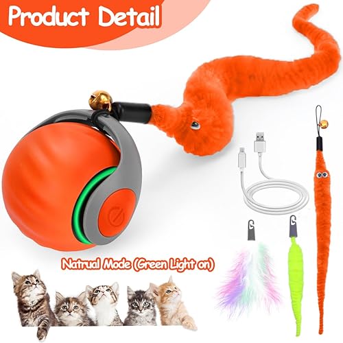 Miniatura 8 de Juguete interactivo para gatos, bola rodante con cubierta antiarañazos para perseguir gatos en interiores aburridos, juguetes inteligentes para