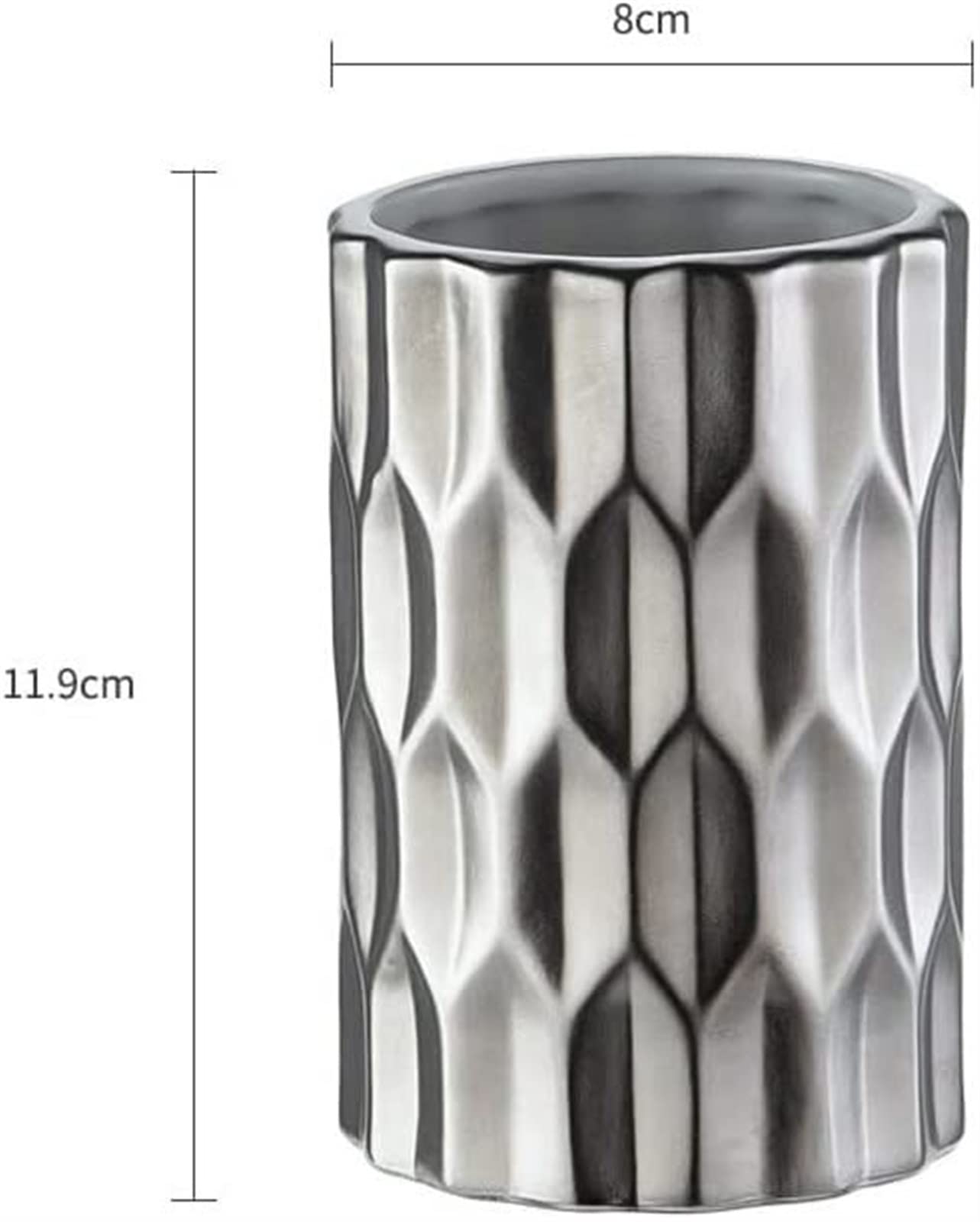 Set di biancheria da bagno in ceramica color argento, include portaspazzolino da denti, tazza e dispenser di sapone