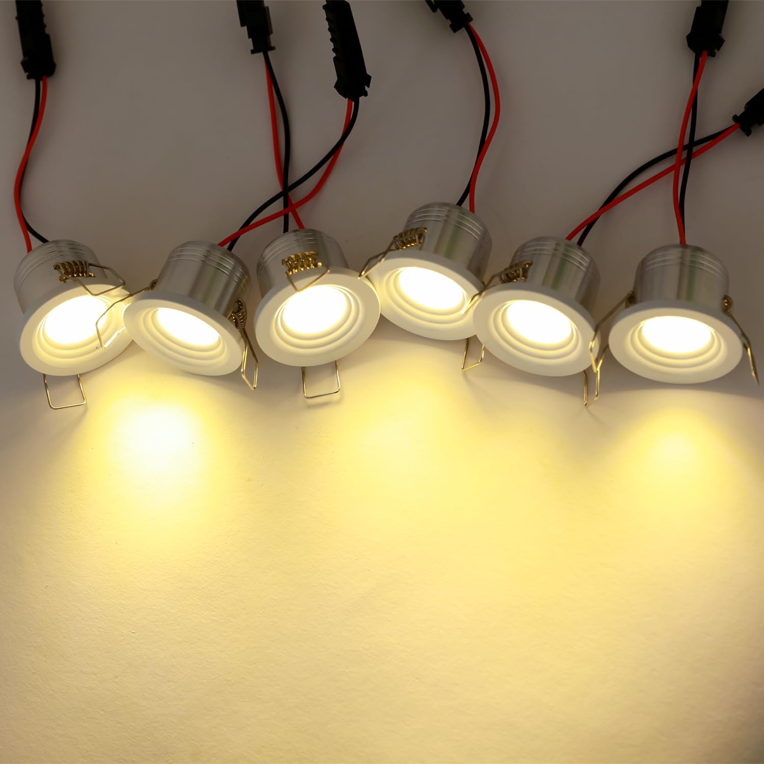 Juego de 6 mini focos empotrables de 3 W con transformador (reemplazable) carcasa exterior de aluminio, focos LED empotrables de instalación permanente para habitaciones de cristal balcones