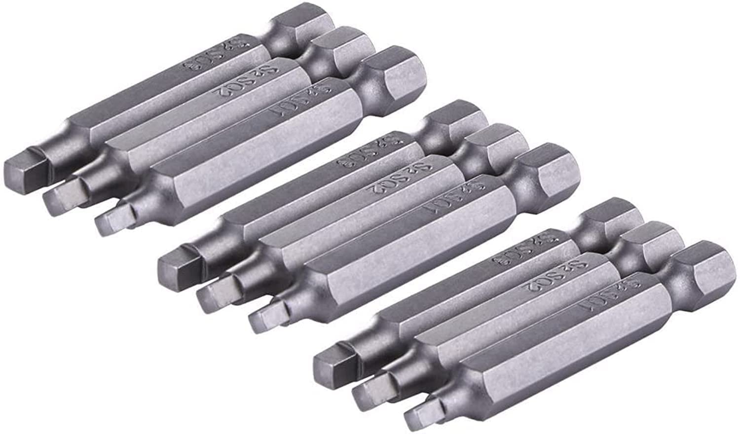 Yakamoz 3 Set of 3pcs 1/4-Inch Shank Magnetic Square Head Screwdriver Bits | SQ1 SQ2 SQ3, 2-Inch Length