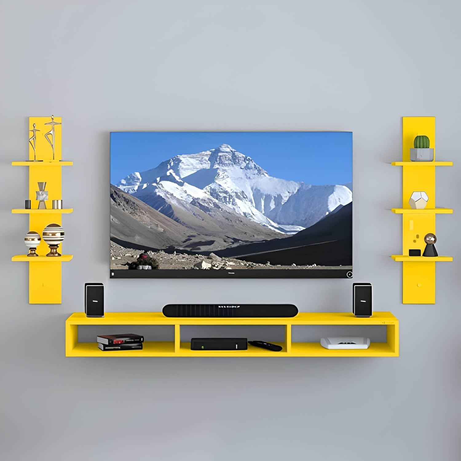 RusticAura Engineered Wood TV Unit for Living Room | Entertainment Cabinet with Storage | Modern Wooden TV Stand |(Ideal for 32-40 Inch) (Yellow)-image-27