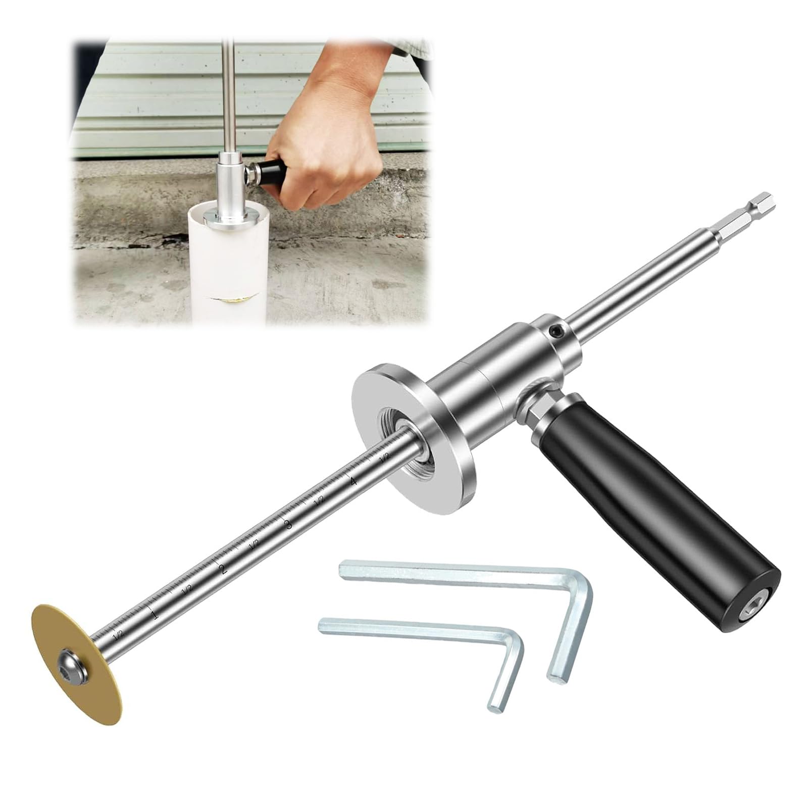 Tagliatubi Interno Per PVC - Con 5 Lame HSS E Gambo Esagonale Per Trapano - Foto 9