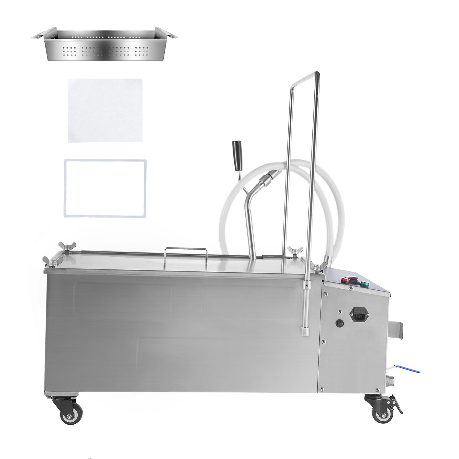 Happybuy Portable Oil Filtering Unit, 55L Tank, 10 L/min Filtering Speed, with Casters & Oil Hose, Ideal for Fast Food Venues