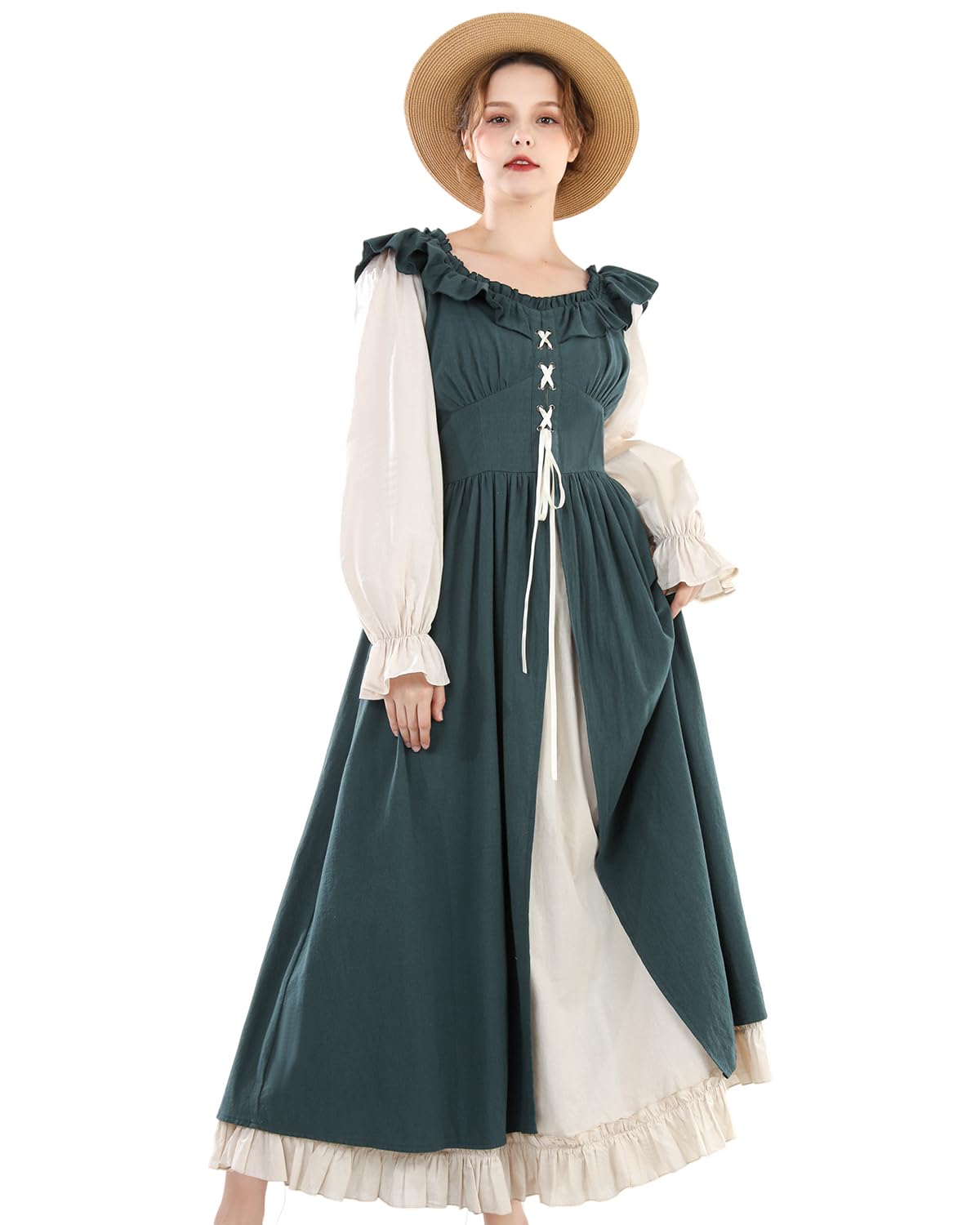 CR ROLECOS Vestido medieval para mujer, vestido renacentista, vestido de fiesta retro, disfraz victoriano, para Halloween, carnaval, disfraz