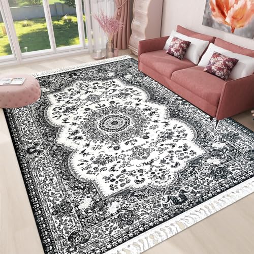 PHP Vintage Rugs Living Room Large 160x230 cm (5 ft 3 in x 7 ft 7 in) - Grey, Beautiful Oriental Kitchen Rugs Non Slip Washable Low Pile Vintage Rug Runner Carpet Mat
