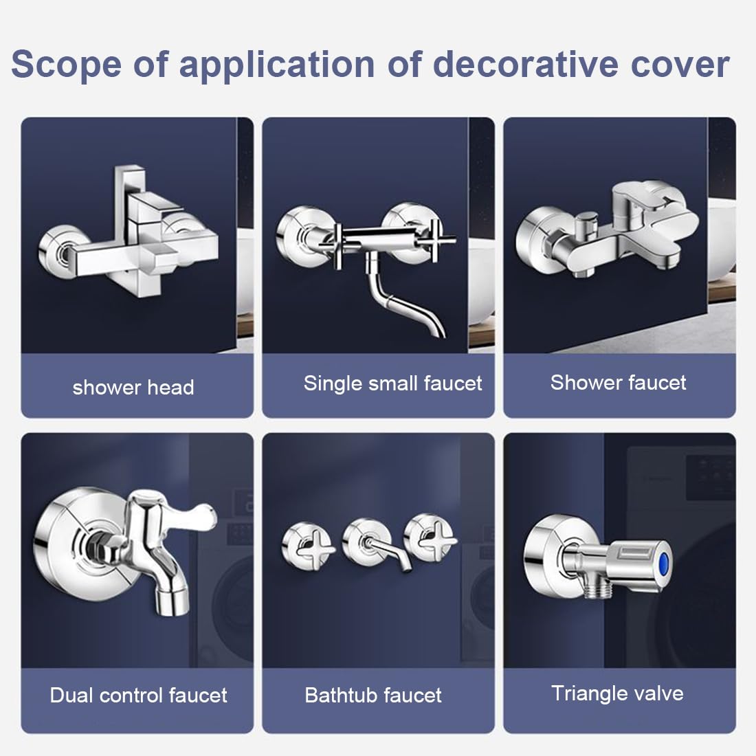 IKOPFLN 4 Pezzi Copritubo Termosifone, Rosette per termosifoni, Copri termosifone, Copri termosifoni, Rosetta Termosifone 3 Misure Regolabili, per Accessori Doccia, Decorazioni per Rubinetti