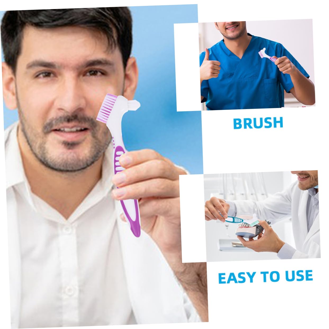 Ipetboom 16pezzi Spazzole Per Pulizia Dentiere Spazzolino Bifacciale Ergonomico Con Manico Antiscivolo Per Completa Delle Dentiere Delicate Su Gengive e Materiali Fittizi Colori