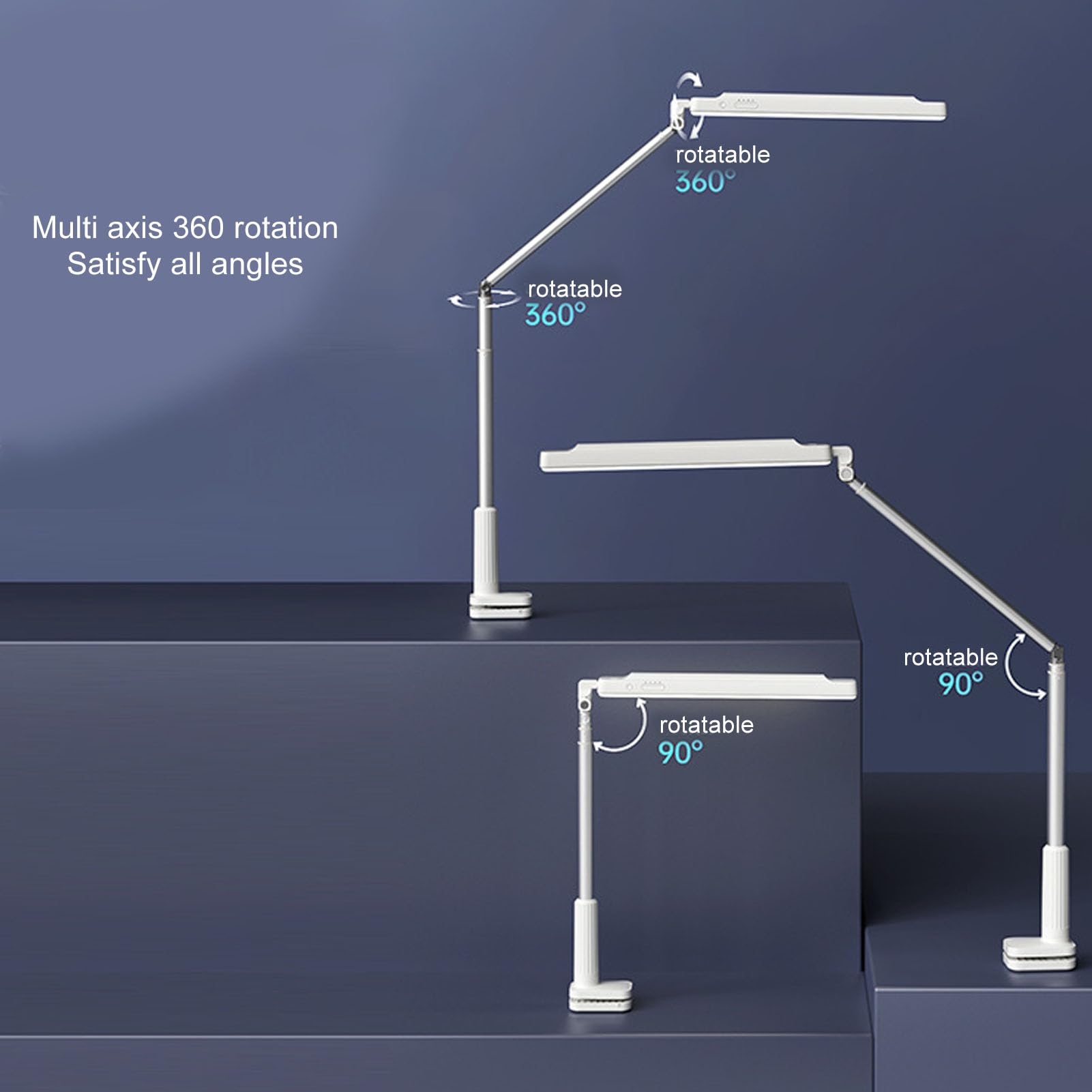 LED-Schreibtischlampe mit Klemme, Augenschonender Teleskoparm, Faltbare Tischleuchte für Maniküre, Büro, Lesen, Tragbare Arbeitsplatzbeleuchtung