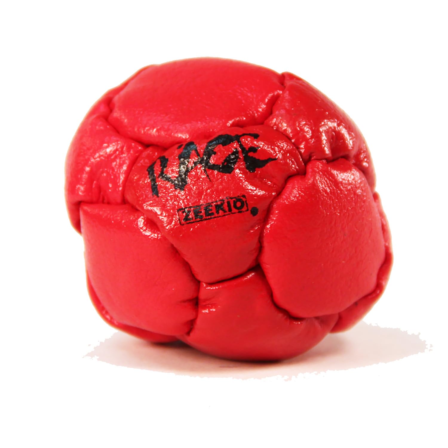 Zeekio Red Rage Footbag - Genuine Leather -14 Panel -Pellet Filled-Hand Stitched-Red Hacky Sack