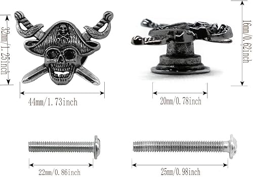 Miniatura 8 de Paxar Pomo de armario de calavera, 4 piezas, mango antiguo de un solo agujero para gabinete, cajón, armario, estantería, armario, zapato, mueble,