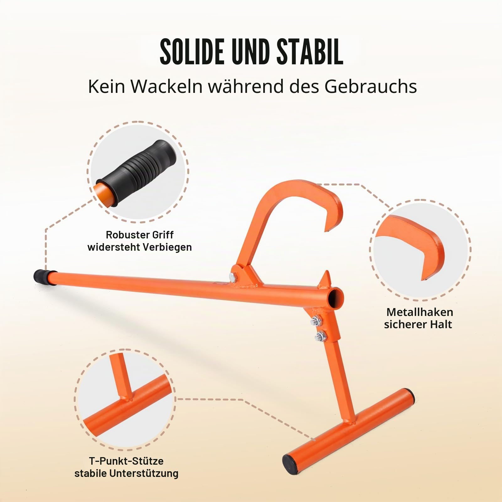 VEVOR Fällheber, 1219 mm, robuster Stammheber mit Metallgriff, Stammwender mit verstellbarem Wendehaken, Fällhilfe für Stämme bis zu φ 38 cm, Holzheber zum Rollen, Schneiden & Anheben von Stämmen