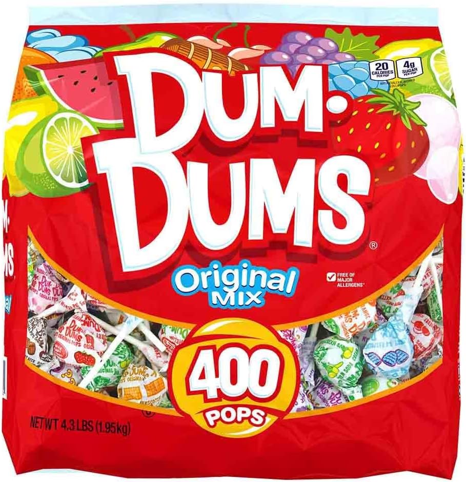Dum Dums Original Mix 400 ct. Bag - All-Time Classic Flavors, Assorted Suckers in Bulk Candy Bag - Individually Wrapped Lollipops for Any Occasion