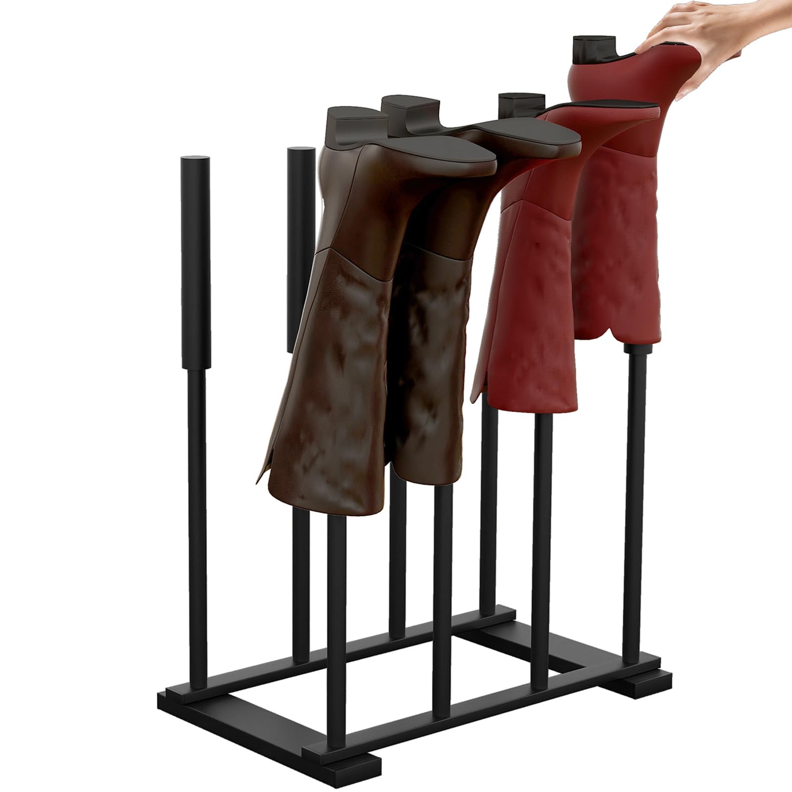 CHJgroup Free Standing Shoe Rack Organizer, Boot Racks Storage Holds 4 Pairs of Tall Boots, Rain Boots in Closet, Entryway, Black
