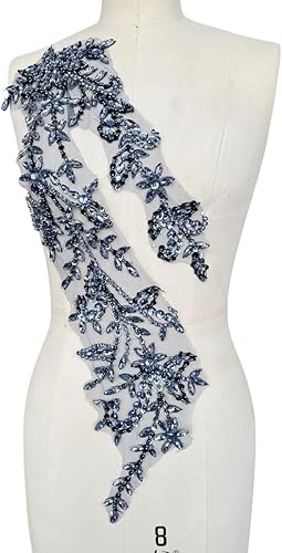 Vista 38 de PLune Diamantes de imitación acrílicos brillantes hechos a mano en apliques de encaje, cuentas de costura, parches para accesorios para vestido