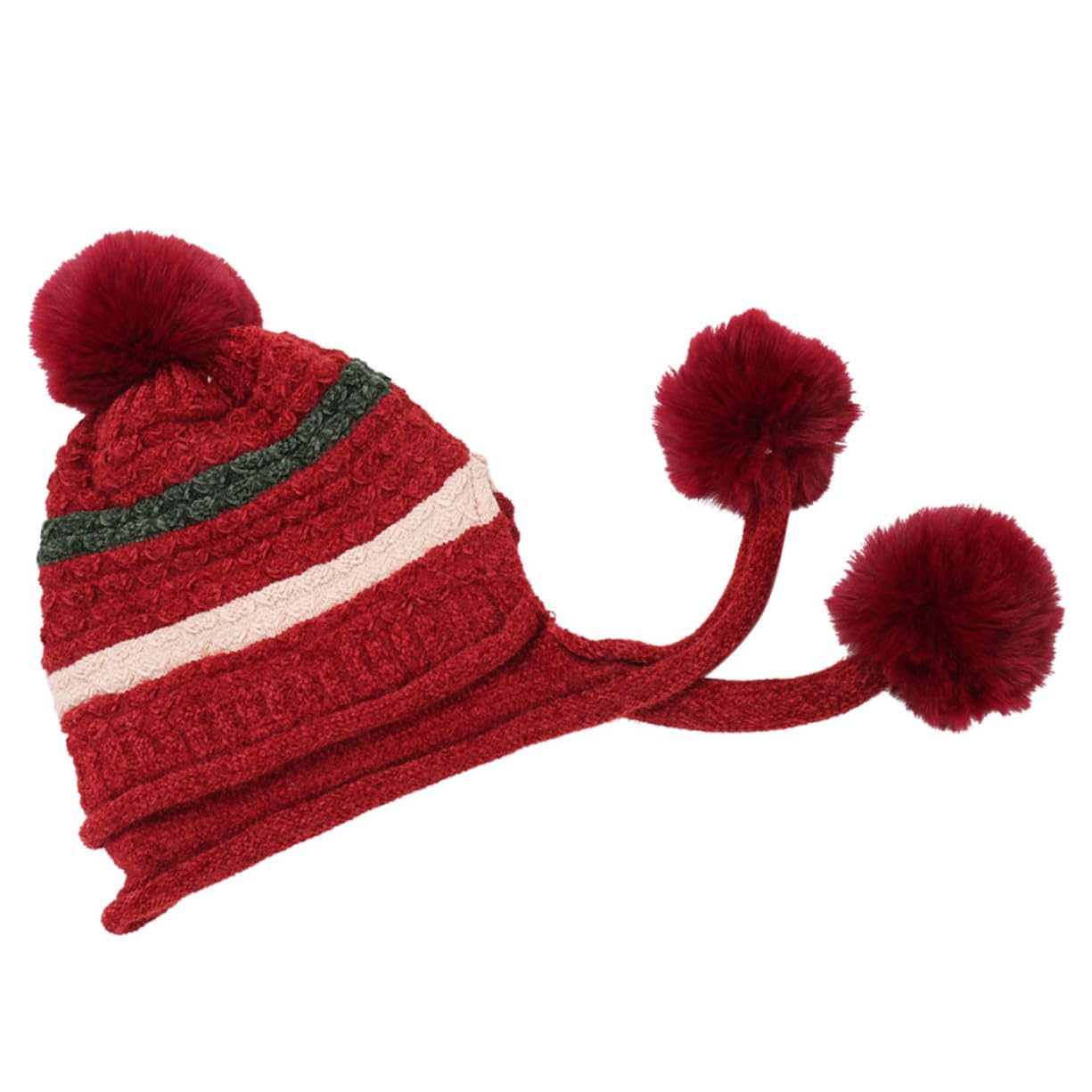 GALPADA 3pezzi Cappello Di Lana Invernale Per Donna Con Pompon Decorativo Berretto Tricot Caldo e Confortevole Adatto Per Attività Outdoor Inverno Rosso