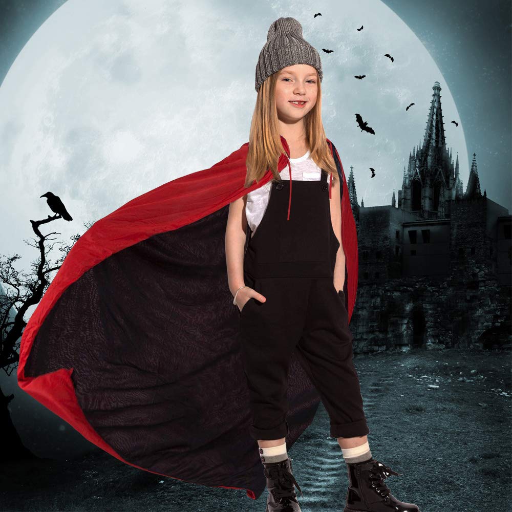 Costume De Diable Femme - Cape Vampire Noire Et Rouge Avec Masque Dentelle - Halloween