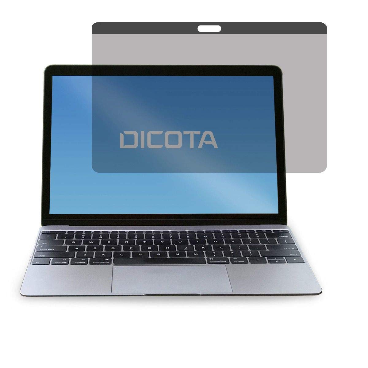 Dicota Screen Overlay Secret 2-Way - Displayfolie für MacBook 12 (2015-2017), Magnetisch, Kratzfest, Sichtschutz, Transparent Schwarz