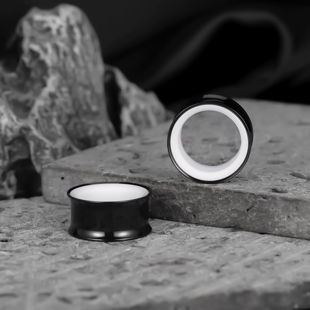 Vankula Ohr Tunnel 1 Paar Double Flared Flesh Plugs Ohrendehner Einfache Edelstahl Ohrpiercing Ohrloch dehnen Schmuck für männer damen 6mm bis 25mm