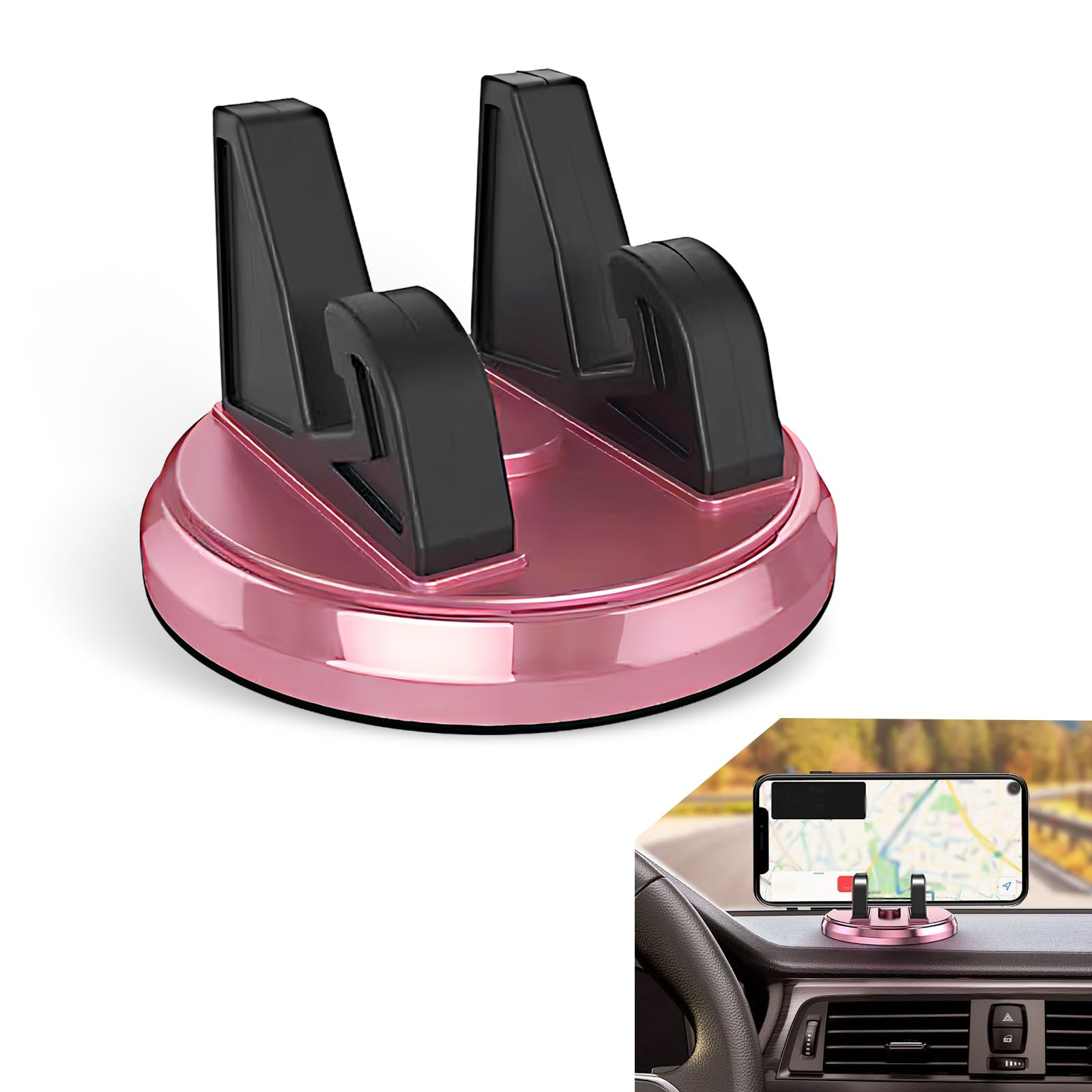 Neferta Pack-1 Car Dashboard Mobile Phone Holder Vertical and Horizontal One-Handed Pick-up Navigation Holder 360 Degree Rotatable Self-Adhesive