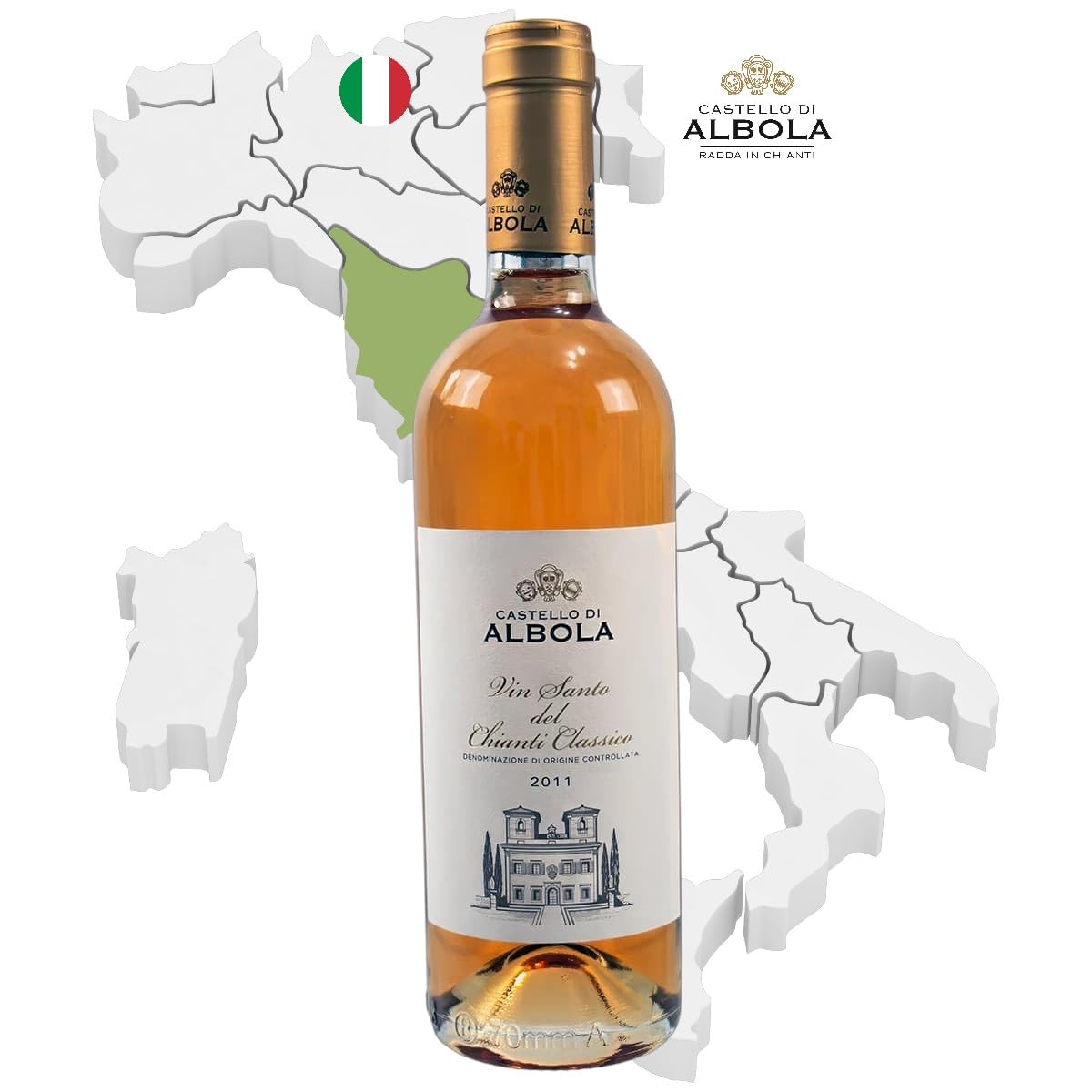 Vin Santo del Chianti Classico DOC 2011 – Castello di Albola – 0,5 l – Toskana – Dessertwein aus Trebbiano & Malvasia – 8 Jahre Holzfassreife – Italienischer Edelsüßwein